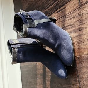 Navy suede Aquatalia booties